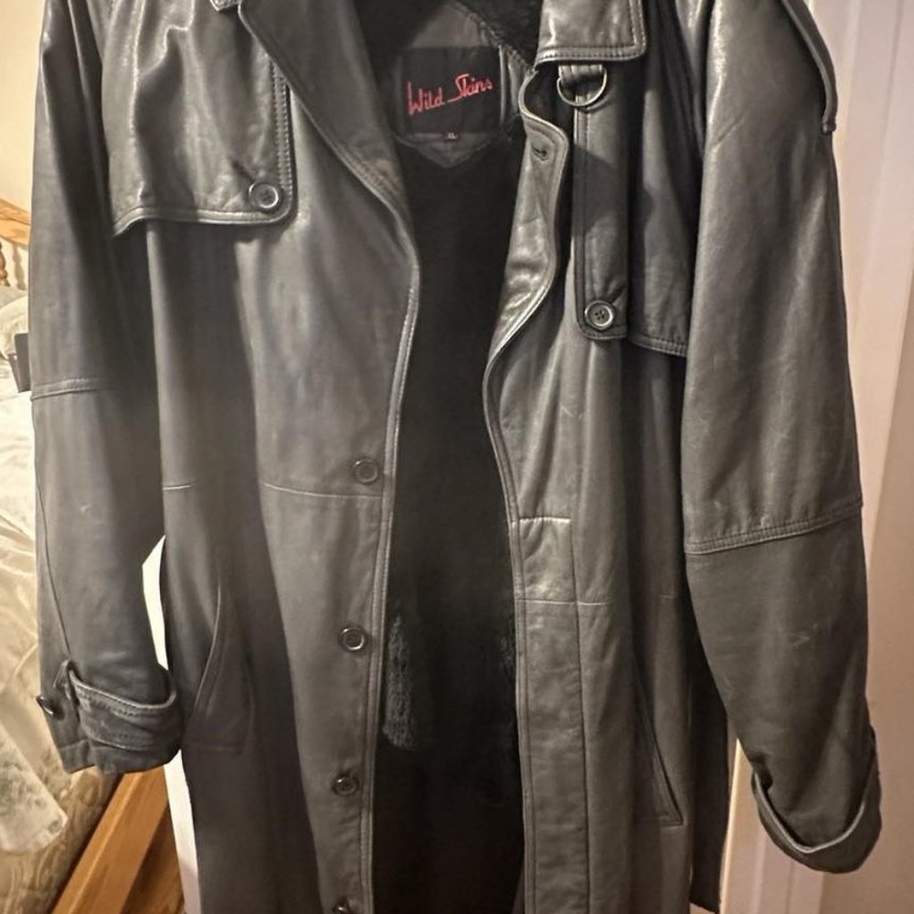 Men's Wilson Wild Skin Leather Trench Coat